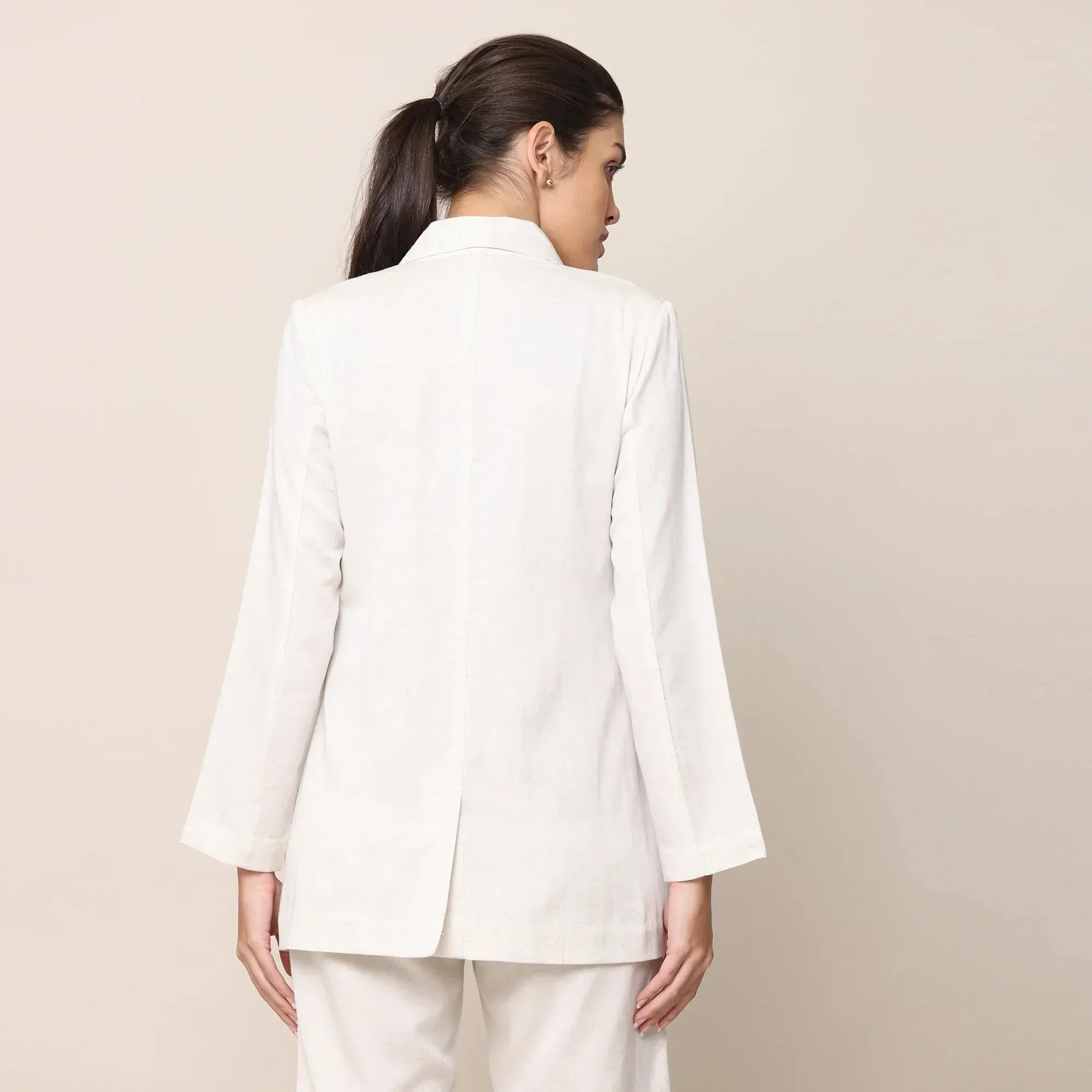 Cotton Tencel Blazer | Ecru