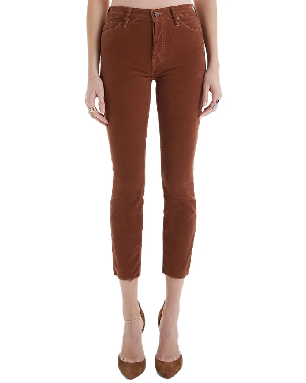 Mid Rise Dazzler Ankle Fray Jean in Monks Robe Corduroy