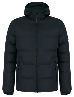 Takato Micro-Fleece Lined Quilted Puffer Jacket with Hood in Jet Black - Tokyo Laundry