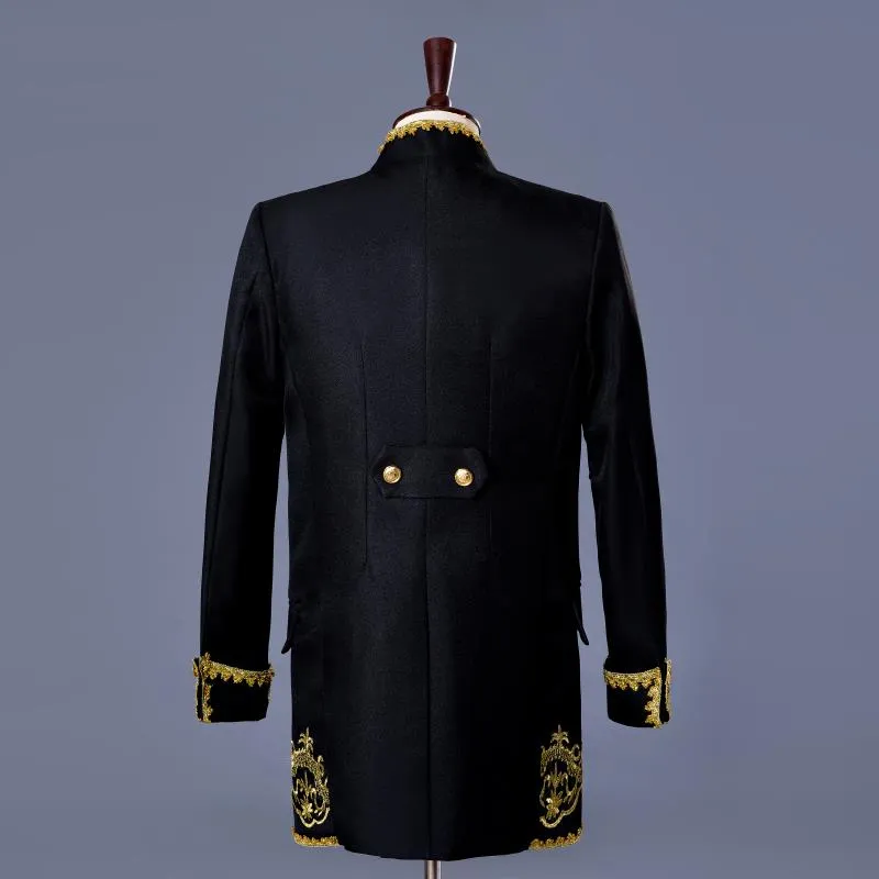 White or Black with Classic Gold Embroidery Three Pieces Set Design Men Costume Suits